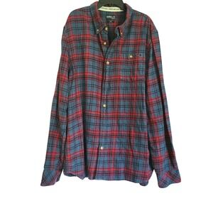 O'Neill Mens Redmond Blue Red Plaid Flannel Classic Fit‎ Long Sleeve Shirt Large